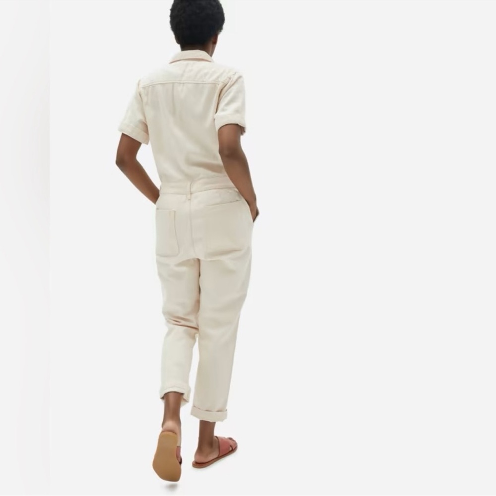 Everlane The Super-Soft Coverall Organic Cotton Women's Cream Jumpsuit Size 10 - Picture 3 of 12
